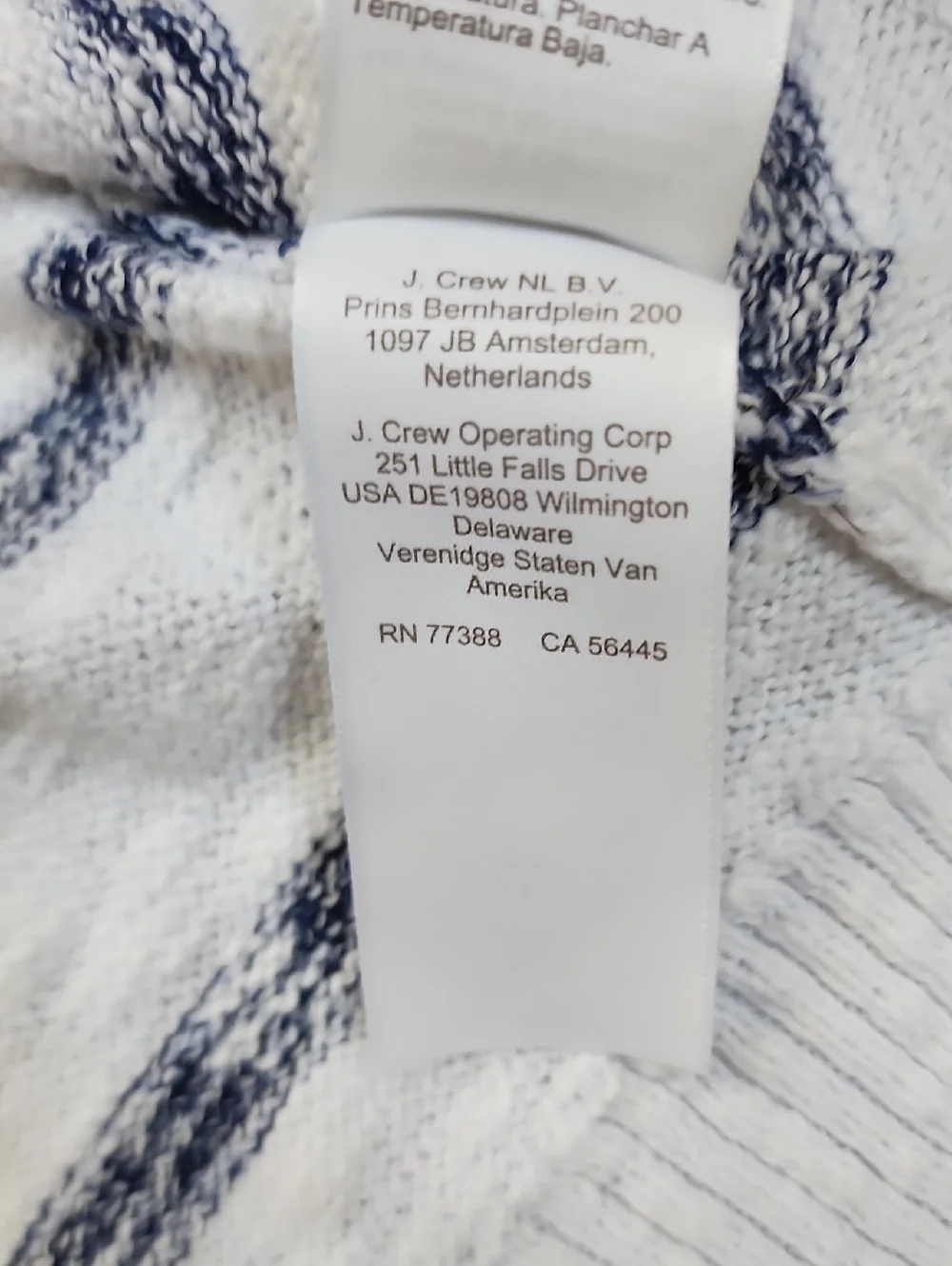 J. Crew White Crewneck Sweater with Navy Stripes